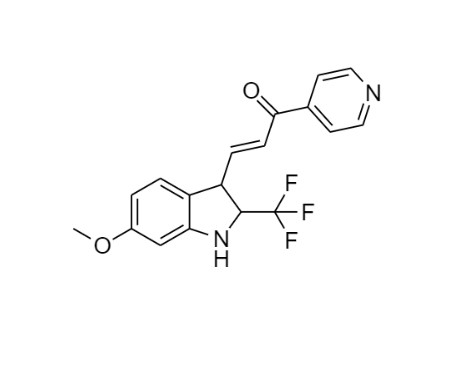 Picture of (E)-3-(6-methoxy-2-trifluoromethylindolin-3-yl)-1-(pyridin-4-yl)prop-2-en-1-one
