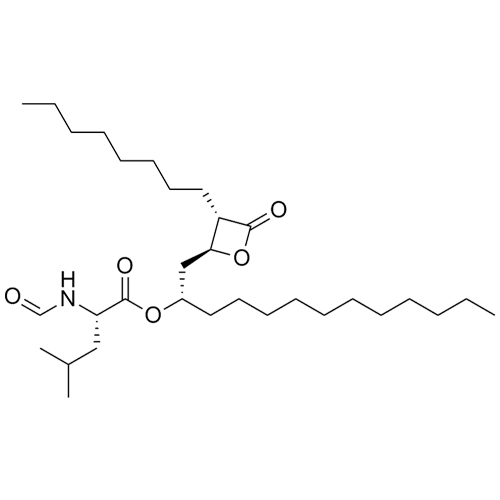 Picture of N-formyl-L-Leucine(S)-1-[(2S,3S)-3-octyl-4-oxo-oxetan-2-ylmethyl]-dodecyl ester