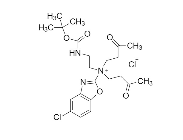 Picture of N-(2-((tert-butoxycarbonyl)amino)ethyl)-5-chloro-N,N-bis(3-oxobutyl)benzo[d]oxazol-2-aminium chloride